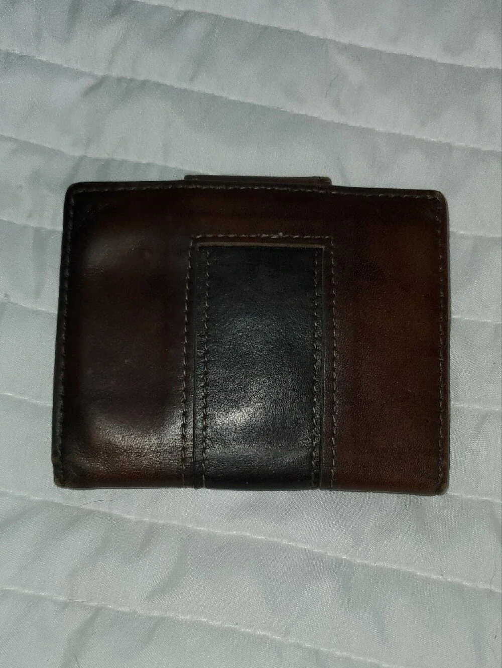 Bosca Brown Leather Card Holder with Black Accent Strap